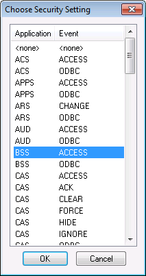 Choose Security Setting Dialog Box