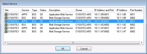 Select Service Dialog Box