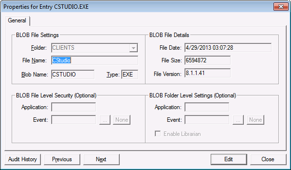 Properties for Entry