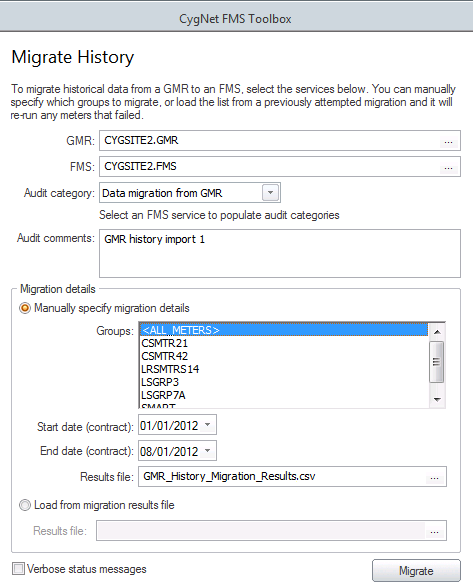 Migrating History from GMR to FMS