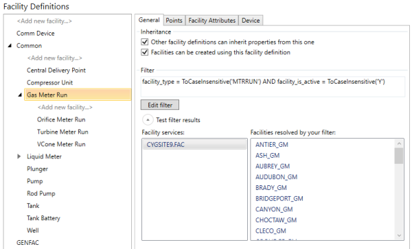Facility Definitions — General Tab