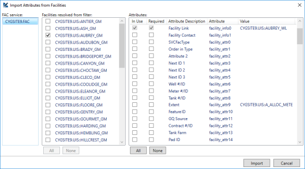 Import Attributes from Facilities