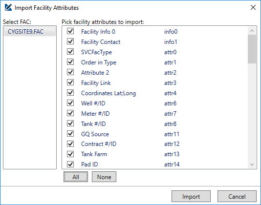 Import Facility Attributes