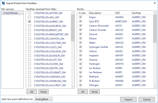 Import Points from Facilities