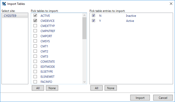 Import Tables
