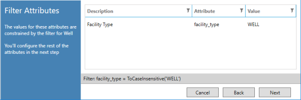 Create new facility — Filter Attributes