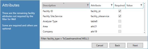 Create new facility — Remaining Attributes