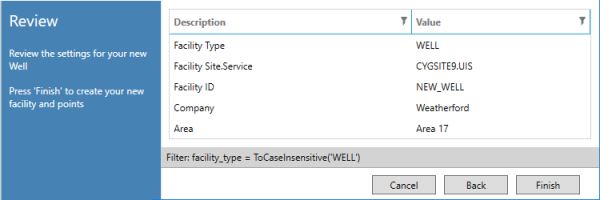 Create new facility — Review