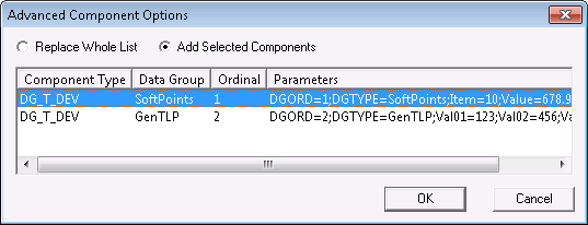 Advanced Component Options Dialog Box