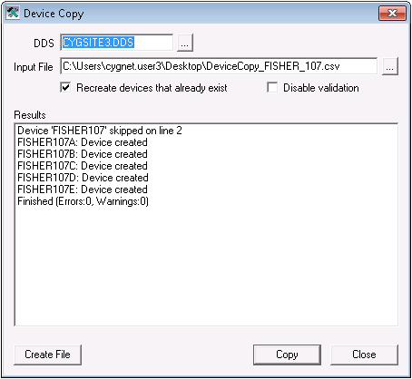 Device Copy Results
