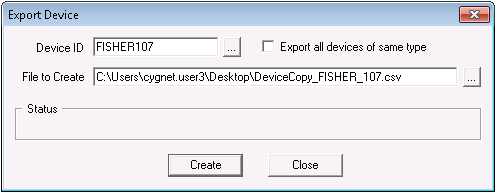 Export Device Dialog Box