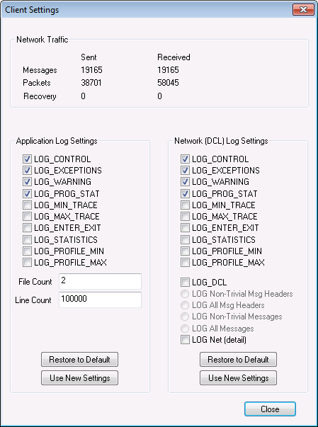 Client Log Settings