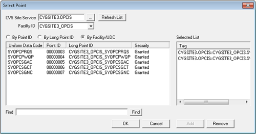 Select Point dialog box