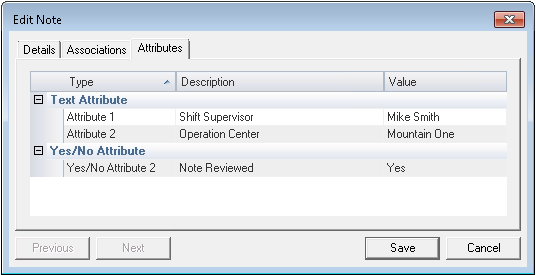 Attributes page