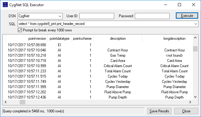 CygNet SQL Executor