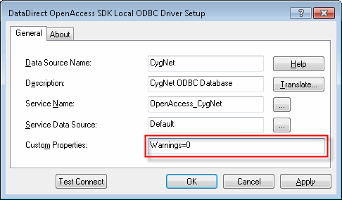 Sample ODBC Driver Setup