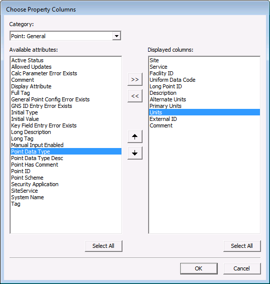 Choose Property Columns