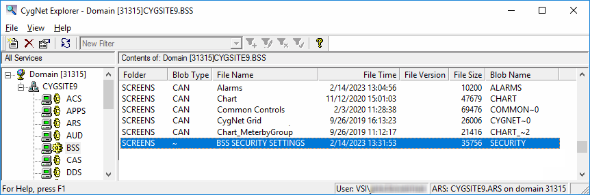 BSS Security Settings file