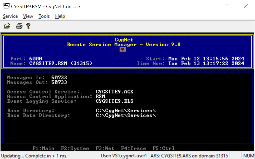 Sample CygNet Console