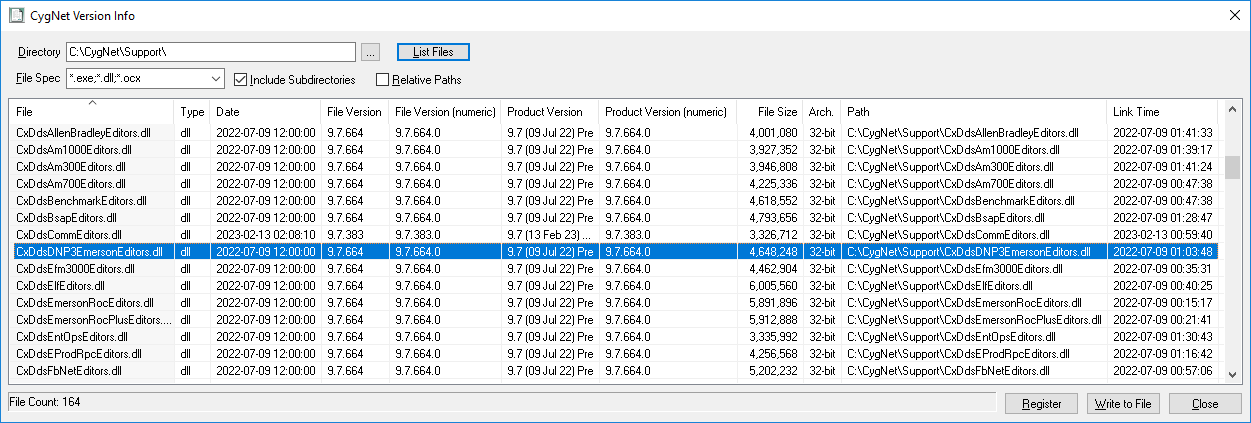 CygNet Version Info Utility