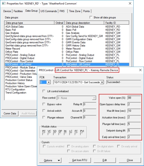 CygNet Explorer Data group tab