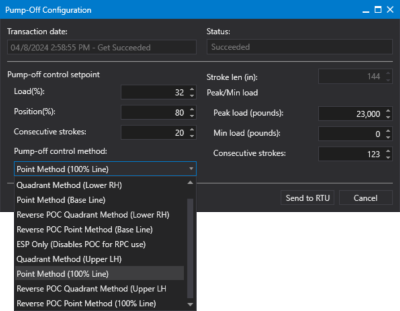 Dynagraph context menu - Pumpoff Configuration