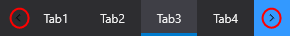 Arrows to access invisible tabs