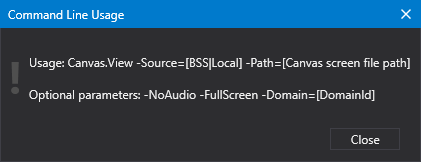 Command-line help for Canvas.View