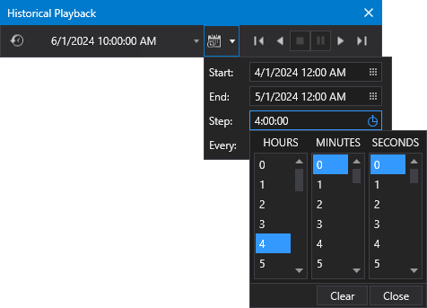 Historical Playback - Step Configuration