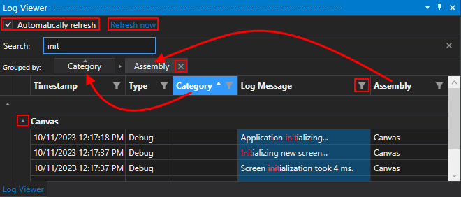 Log Viewer example