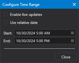 Canvas - Configure Time Range dialog box