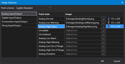 Sample Images Selection dialog box