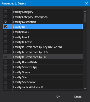 Search for a Facility property