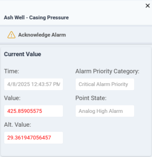 TWC Context Menu - Current Value in Alarm